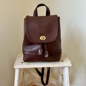 Vintage Coach dark brown leather backpack